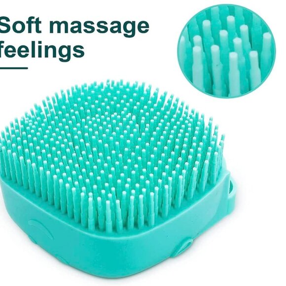 Pet Bath Massage Brush Puppy Dog Cat Grooming Cleaning Soft (Mint) - Picture 4 of 10